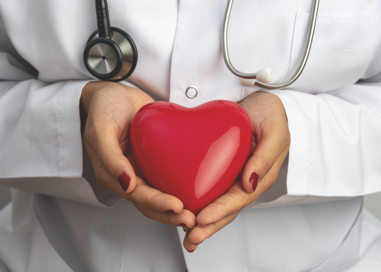 A doctor holding a heart

Description automatically generated